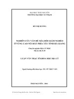 Nghiên cứu vấn đề xóa đói giảm nghèo ở vùng cao núi đất phía tây tỉnh hà giang
