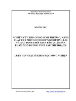 Nghiên cứu khả năng sinh trưởng năng suất của một số tổ hợp ngô đường lai và xác định thời gian bảo quản sản phẩm ngô đường tươi sau thu hoạch