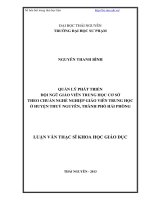 Quản lý phát triển đội ngũ giáo viện trung học cơ sở theo chuẩn nghề nghiệp giáo viên trung học ở huyện Thủy Nguyên, Thành phố Hải Phòng
