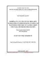 Nghiên cứu các yếu tố tác động đến sự hài lòng của khách hàng cá nhân tại ngân hàng TMCP đầu tư và phát triển Việt Nam, chi nhánh Thái Nguyên