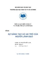 SỰ SÁNG TẠO VÀ VAI TRÒ CỦA NGƯỜI LÃNH ĐẠO