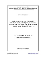 Giải pháp nâng cao công tác quản lý thuế giá trị gia tăng của các doanh nghiệp ngoài quốc doanh tại cục thuế tỉnh Thái Nguyên