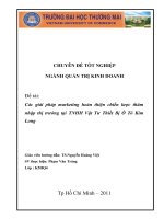 Các giải pháp marketing hoàn thiện chiến lược thâm nhập thị trường tại TNHH Vật Tư Thiết Bị Ô Tô Kim Long