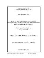quản lý hoạt động giáo dục đạo đức cho học sinh các trường trung học phổ thông trên địa bàn thị xã bắc kạn