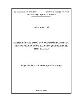 nghiên cứu tác động của người dân địa phương đến tài nguyên rừng tại vườn quốc gia ba bể tỉnh bắc cạn