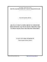 Quản lý chất lượng dịch vụ chăm sóc khách hàng tại ngân hàng thương mại cổ phần hàng hải chi nhánh Vĩnh Phúc