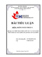 GIẢ THIẾT HOẠT ĐỘNG LIÊN tục và các sự KIỆN PHÁT SINH SAU NGÀY KHÓA sổ lập báo cáo tài CHÍNH năm 2014