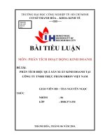 PHÂN TÍCH HIỆU QUẢ sản XUẤT KINH DOANH tại CÔNG TY TNHH THỰC PHẨM ORION VIỆT NAM