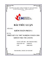 THIẾT kế THỬ NGHIỆM cơ bản CHO một KHOẢN mục kế TOÁN bất kỳ (MUA HÀNG)  năm 2014