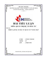 THIẾT lập dự án đầu tư QUÁN ăn “NẮNG MAI”