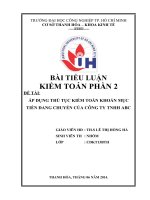 áp dụng thủ tục kiểm toán vào chi phí khấu hao tài sản cố định tại công ty abc  năm 2014