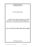 nghiên cứu đặc điểm sinh trưởng, phát triển, năng suất và chất lượng của một số giống lúa chất lượng cao tại huyện thanh ba, tỉnh phú thọ