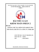 áp dụng thủ tục kiểm toán khoản mục tiền đang chuyển của công ty tnhh abc  năm 2014