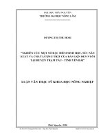 nghiên cứu một số đặc điểm sinh học, sức sản suất và chất lượng thịt của đàn lợn đen nuôi tại huyện trạm tấu - tỉnh yên bái