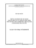 những giải pháp chủ yếu nhằm chuyển dịch cơ cấu kinh tế nông thôn theo hướng công nghiêp hóa, hiện đại hóa ở thành phố thái nguyên