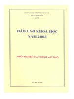 Báo cáo khoa học năm 2003 Phần Nghiên cứu giống vật nuôi