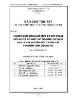 NGHIÊN CỨU, ĐÁNH GIÁ MỨC ĐỘ SUY THOÁI  ĐẤT ĐAI VÀ ĐỀ XUẤT CÁC MÔ HÌNH SỬ DỤNG  HỢP LÝ TÀI NGUYÊN ĐẤT Ở VÙNG CÁT  VEN BIỂN TỈNH QUẢNG TRỊ