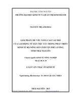 giải pháp chủ yếu nâng cao vai trò của lao động nữ dân tộc tày trong phát triển kinh tế hộ nông dân ở huyện phú lương, tỉnh thái nguyên
