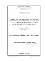 nghiên cứu ảnh hưởng của một số loại phân bón lá đến sinh trưởng và năng suất của lúa lai syng trong điều kiện vụ xuân tại huyện hiệp hòa, tỉnh bắc giang