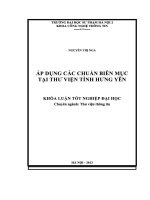 Khóa luận tốt nghiệp chuyên ngành thư viện thông tin Áp dụng các chuẩn biên mục tại Thư viện tỉnh Hưng Yên