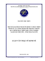 một số giải pháp nhằm ổn định và phát triển kinh tế của nông hộ bị thu hồi đất trong quá trình phát triển khu công nghiệp tại huyện phổ yên - tỉnh thái nguyên