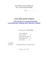 Ứng dụng của đạo hàm khi  giải  phương trình và bất phương trình toán SKKN lớp 12