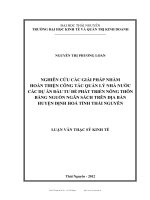 nghiên cứu các giải pháp nhằm hoàn thiện công tác quản lý nhà nước các dự án đầu tư để phát triển nông thôn bằng nguồn ngân sách trên địa bàn huyện định hóa tỉnh thái nguyên
