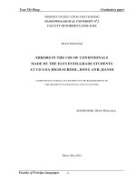 Errors in the use of conditionals made by the eleventh - grade students at Co Loa high school, Dong Anh, Ha Noi