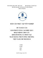 GIẢI PHÁP NÂNG CAO HIỆU QUẢ HOẠT ĐỘNG CHO VAY  KHÁCH HÀNG CÁ NHÂN TẠI  NGÂN HÀNG TMCP CÔNG THƯƠNG VIỆT NAM CHI NHÁNH 10