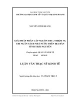 giải pháp phân cấp nguồn thu; nhiệm vụ chi ngân sách nhà nước trên địa bàn tỉnh thái nguyên