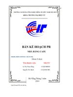 Bản kế hoạch PR (quan hệ công chúng) nhà hàng cafe