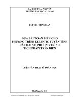 đưa bài toán biên cho phương trình elliptic tuyến tính cấp hai về phương trình tích phân trên biên