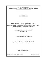 định hướng và giải pháp phát triển doanh nghiệp nhỏ và vừa ở khu vực nông thông huyện phổ yên tỉnh thái nguyên