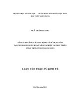 nâng cao công tác huy động và sử dụng vốn tại chi nhánh ngân hàng nông nghiệp và phát triển nông thôn tỉnh thái nguyên