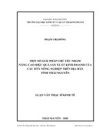 một số giải pháp chủ yếu nhằm nâng cao hiệu quả sản xuất kinh doanh của các hợp tác xã nông nghiệp trên địa bàn tỉnh thái nguyên