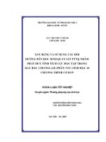 Xây dựng và sử dụng câu hỏi hướng dẫn học sinh quan sát PTTQ nhằm phát huy tính tích cực học tập trong dạy học chương I, II (phần VSV) Sinh học 10 chương trình cơ bản