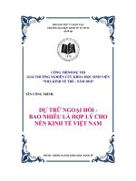 Đề tài dự trữ ngoại hối bao nhiêu là hợp lý cho nền kinh tế việt nam