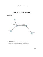 MẠNG MÁY TÍNH NÂNG CAO  NAT và STATIC ROUTE