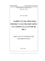 Đặc điểm nông sinh học và giá trị chọn giống của 14 dòng lúa lai ở thế hệ thứ 3