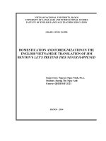 TÍNH NỘI ĐỊA HOÁ VÀ NGOẠI LAI HOÁ TRONG BẢN DỊCH ANHVIỆT HÃY VỜ NHƯ CHUYỆN NÀY CHƯA TỪNG XẢY RA CỦA TÁC GIẢ JIM BENTON