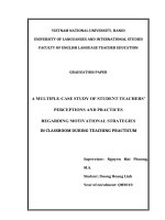 LUẬN VĂN TỐT NGHIỆP QUAN NIỆM VÀ THỰC TẾ VIỆC SỬ DỤNG  CÁC CHIẾN LƯỢC KHÍCH LỆ HỌC SINH TRÊN LỚP CỦA GIÁO SINH TRONG KỲ THỰC TẬP