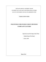 CÁC CHIẾN LƯỢC LỊCH SỰ SỬ DỤNG TRONG THƯ PHÀN NÀN TRONG THƯƠNG MẠI