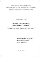 SỐC NGƯỢC VĂN HÓA  Ở CÁC DU HỌC SINH VIỆT NAM SAU KHI VỀ NƯỚC