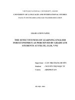 NGHIÊN CỨU VỀ SỰ HIỆU QUẢ CỦA VIỆC HỌC MÔN TIẾNG ANH KINH TẾ VỚI SINH VIÊN ĐÃ TỐT NGHIỆP KHOA SƯ PHẠM TIẾNG ANH, ĐẠI HỌC NGOẠI NGỮ, ĐẠI HỌC QUỐC GIA HA NỘI