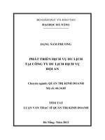 Tóm tắt luận văn thạc sĩ phát triển dịch vụ tại công ty du lịch dịch vụ hội an