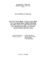 QUẢN LÝ TÀI CHÍNH – TÀI SẢN, ĐẶC BIỆT CÁC GIẢI PHÁP HOÀN THIỆN MÔ HÌNH TỔ CHỨC QUẢN LÝ GÓP VỐN BAN ĐẦU CỦA TRƯỜNG ĐẠI HỌC, CAO ĐẲNG NGOÀI CÔNG LẬP VIỆT NAM (ĐỀ TÀI NGHIÊN CỨU KHOA HỌC )