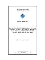 Ảnh hưởng của các liều lượng phân đạm hạt vàng chậm tan đến sự sinh trưởng và năng suất lúa MTL392 trồng trong chậu ở vụ đông xuân 2011   2012
