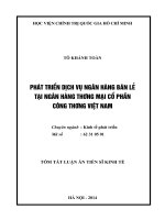 Phát triển dịch vụ ngân hàng bán lẻ tại ngân hàng thương mại cổ phần công thương việt nam(thông tin đưa lên mạng)
