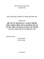 Báo cáo kết quả nghiên cứu khoa học đề xuất nội dung và qui trình thực hiện một số giải pháp quản lý kỹ thuật mạng lưới cấp nước