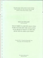 Hoàn thiện và chuyển giao công nghệ tán sỏi tiết niệu bằng sóng xung kích từ ngoài cơ thể cho bệnh viện đa khoa Qui Nhơn